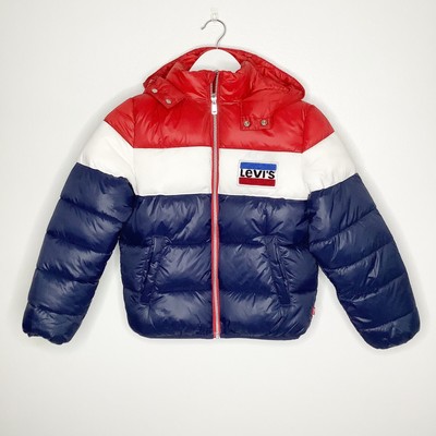 Blue Hooded Puffer Coat Medium 