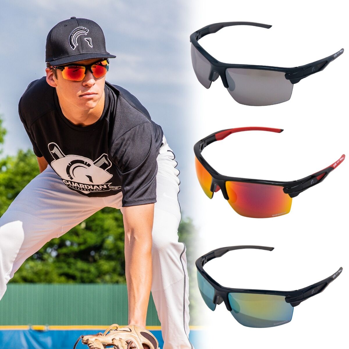 Guardian Baseball Diamond Ray Beam Sports Baseball Sunglasses for Adult Men - Full Shied Sunglasses, Men's, Blue