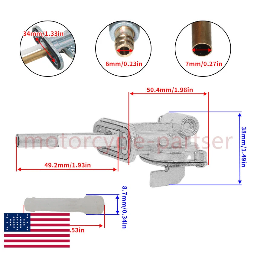 For Yamaha Fuel Gas Valve Petcock Royal Star 1300 XVZ1300A 1996-00 / SR 400 2015 Foto 2 de 4