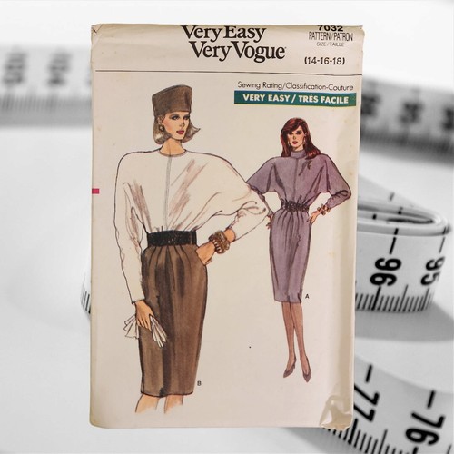 Very Easy Very Vogue Pattern 7032 Size 14 16 18 Uncut Vintage 1987 Factory Fold - 第 1/9 張圖片