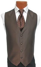 Men's Chocolate Brown Jean Yves Sterling Tuxedo Vest  Long Tie Wedding Prom