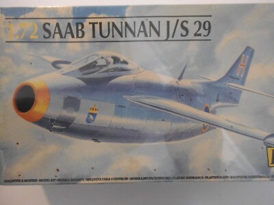 1/72 SAAB J/S-29 Tunnan, Heller Plastic Model, #80260, Sealed Box, Vintage Plane