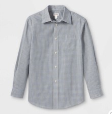 Boys' Cat & Jack Button Down Long Sleeve Dress Shirt Yellow/Light Blue M NWT