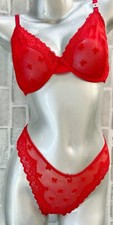 Nwt Victorias Secret Tease Demi Bra 36D  Tease Lace Trim Thong Panty M Set