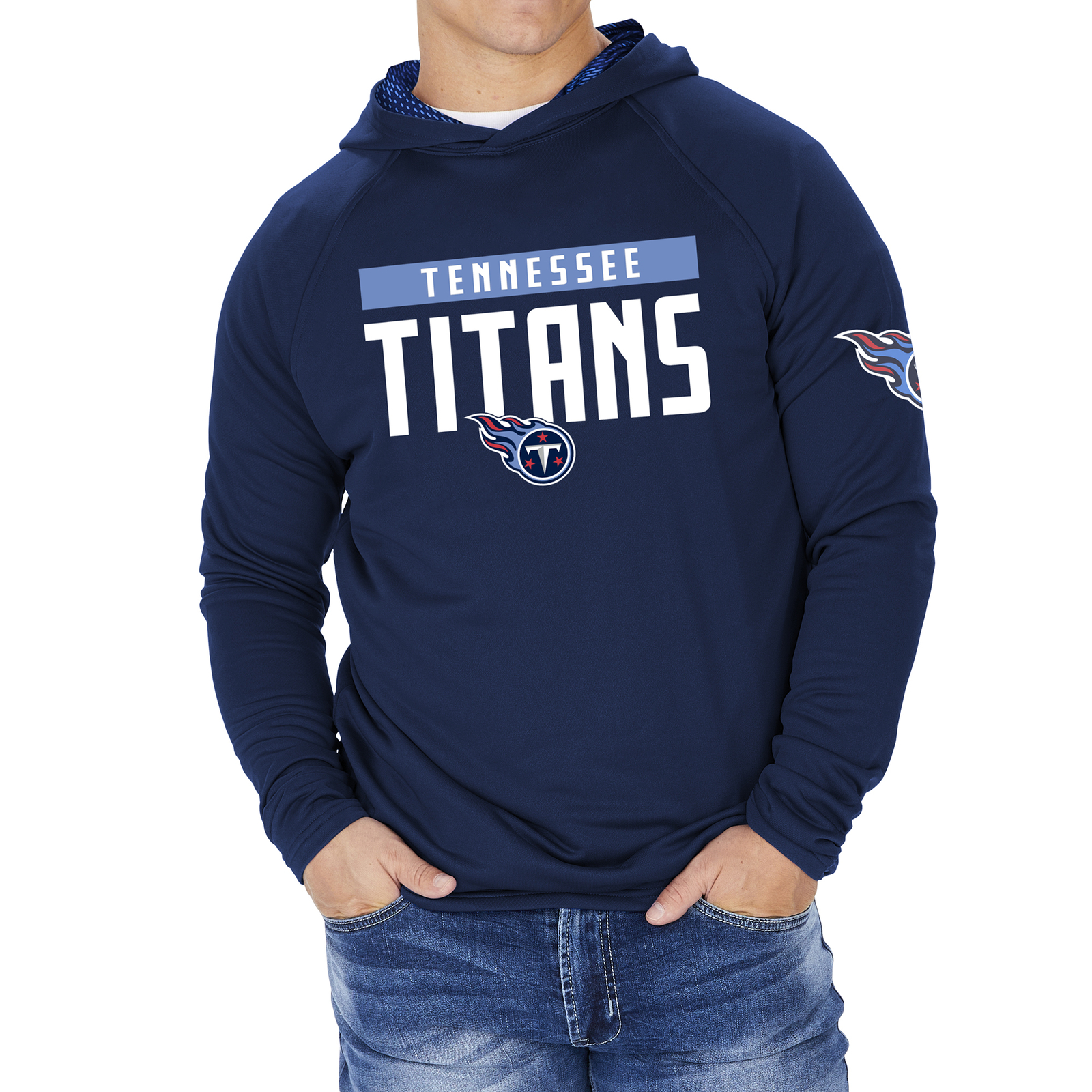 Толстовка с капюшоном Zubaz NFL Mens Tennessee Titans командного цвета с принтом W. Детали с принтом Viper