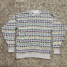Vintage Wills & Co. Colorblock Patterned Made in USA Grandpa Knit Box Sweater M