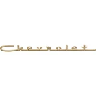 1957 Chevy Bel Air; Hood Trunk Emblem; Chevrolet Script; Gold; 8 Cylinder; with