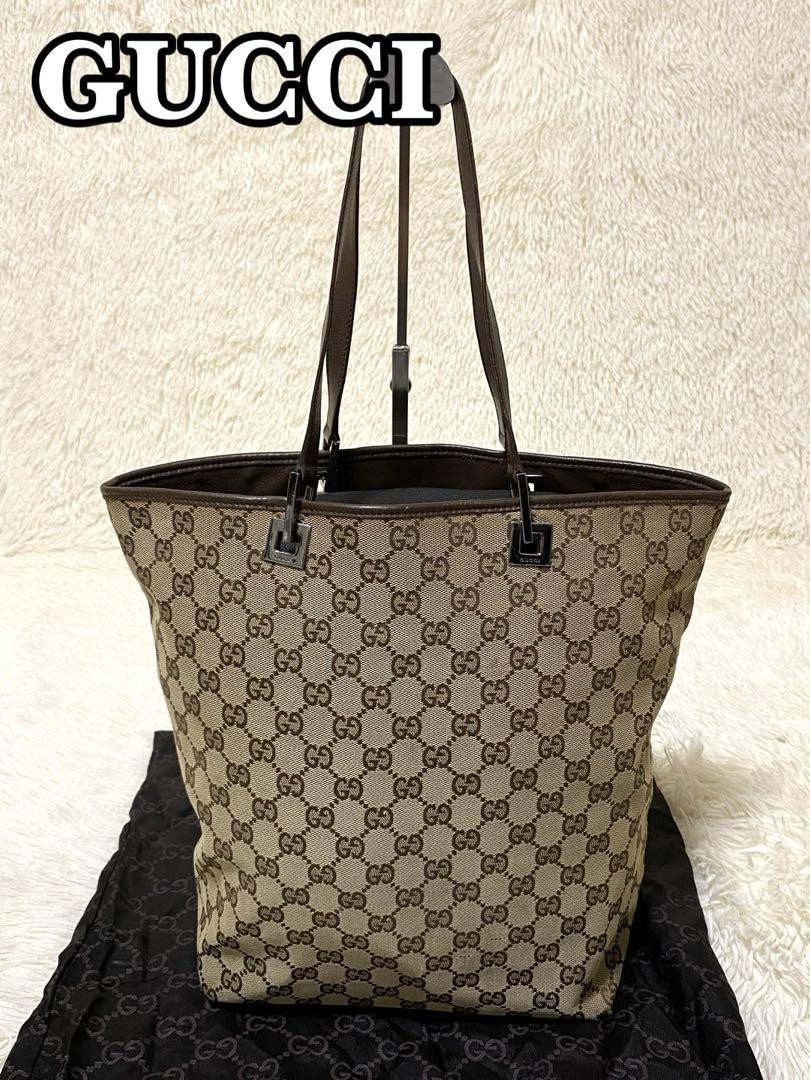 GUCCI GG canvas leather tote bag in beige excellent condition