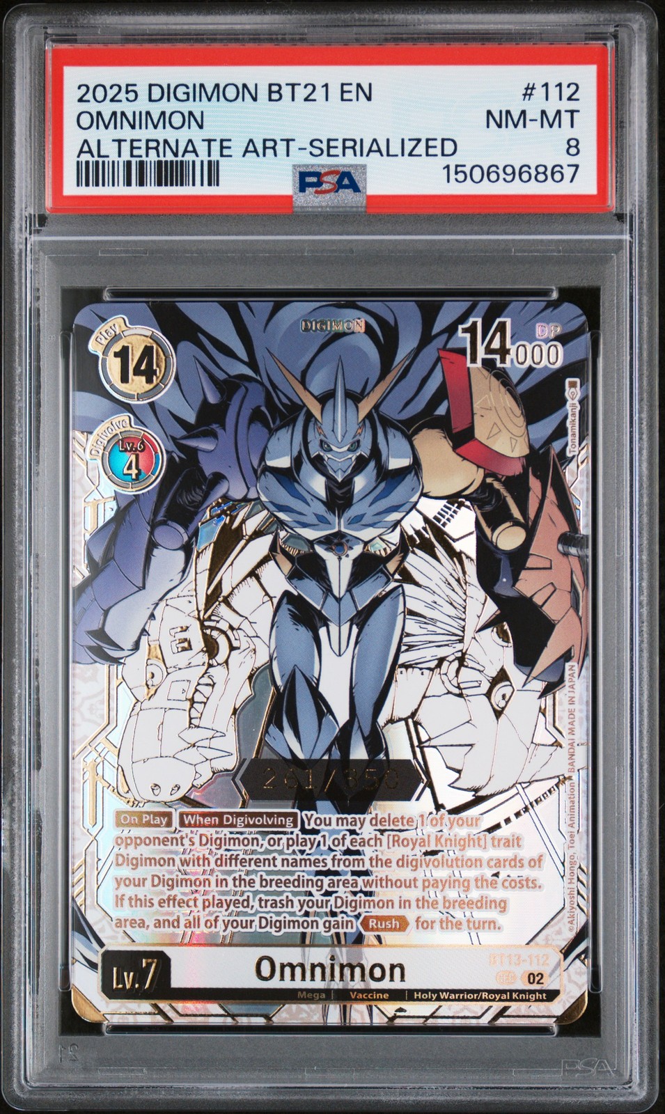 2025 DIGIMON BT-21 BOOSTER WORLD CONVERGENCE SERIALIZED OMNIMON 261/350 PSA 8
