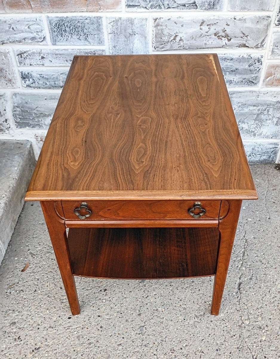 Vintage Mid Century Mersman 2 Tier Walnut End Table w/ Drawer | eBay