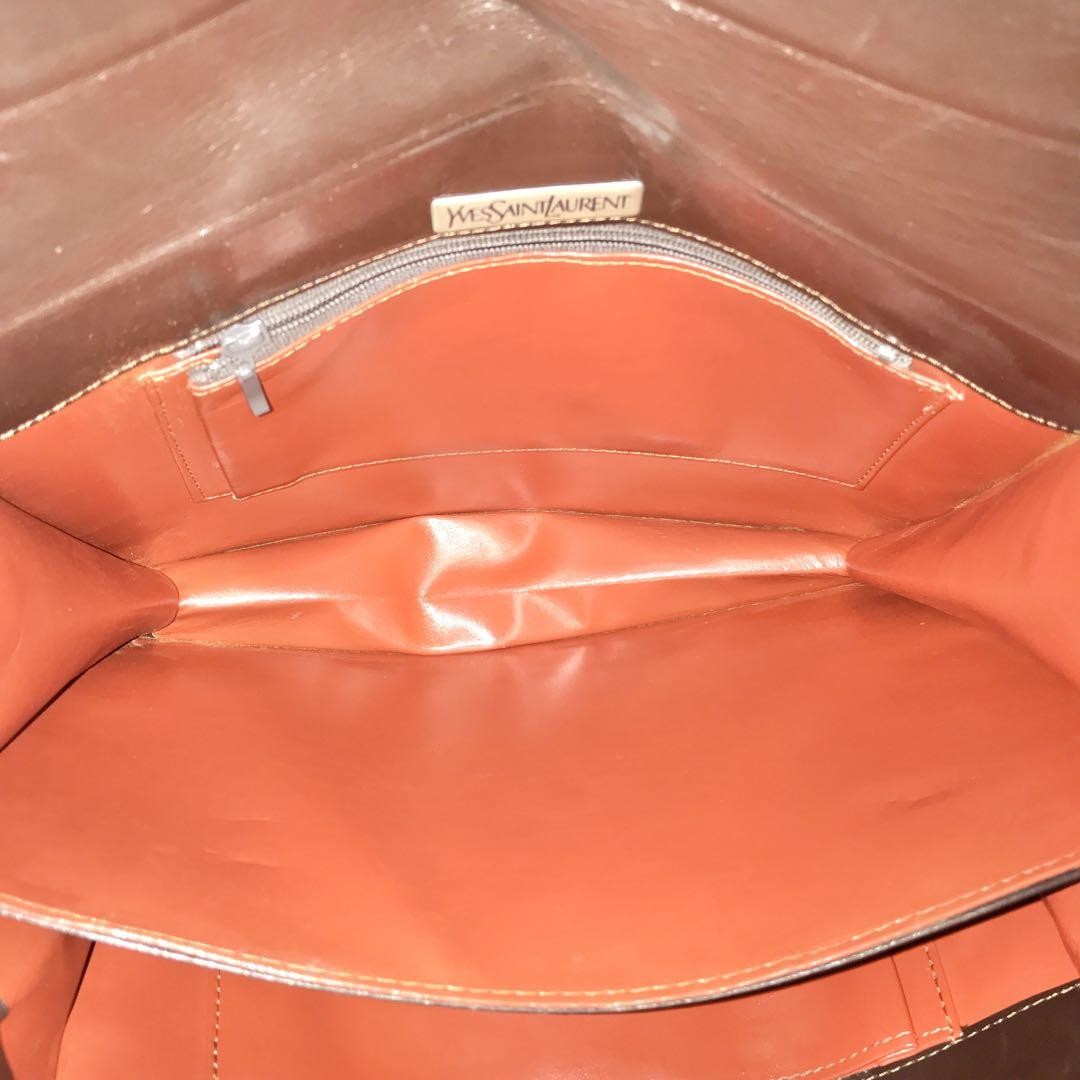 Autentica pochette Yves Saint Laurent YSL pelle marrone vintage usata da JP