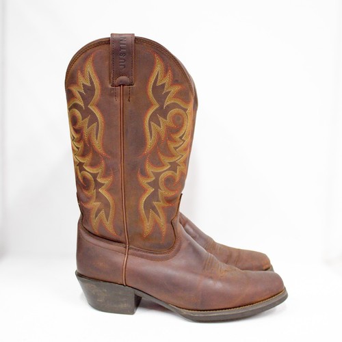 Justin Boots Sorrel Apache Stampede Brown Leather Western Boots Men's Size 9 - Picture 4 of 12