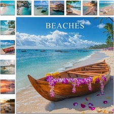 Calendar 2025-2026 18 Months Beaches Wall Calendar 2025-2026 Large Wall Calen...