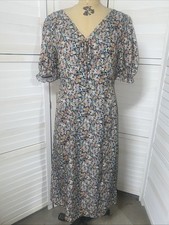 Beyond The Radar Women's Floral Print Split Leg Midi Pencil Dress Lined Large