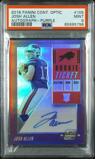 2018 Josh Allen Panini Contenders Optic Purple Rookie RC Auto 39/49 PSA 9 Mint
