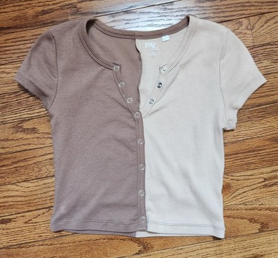 PacSun Pac Cares Women's Brown & Tan Button-Up Top Size M