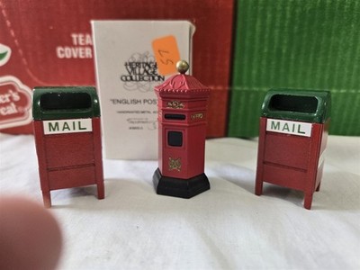 Dept 56 General Village Accessory English Post Box & 2 Red & Green US Mail Boxes