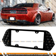 For 2015-2023 Dodge Challenger Gloss Black Rear License Plate Frame Holder Panel