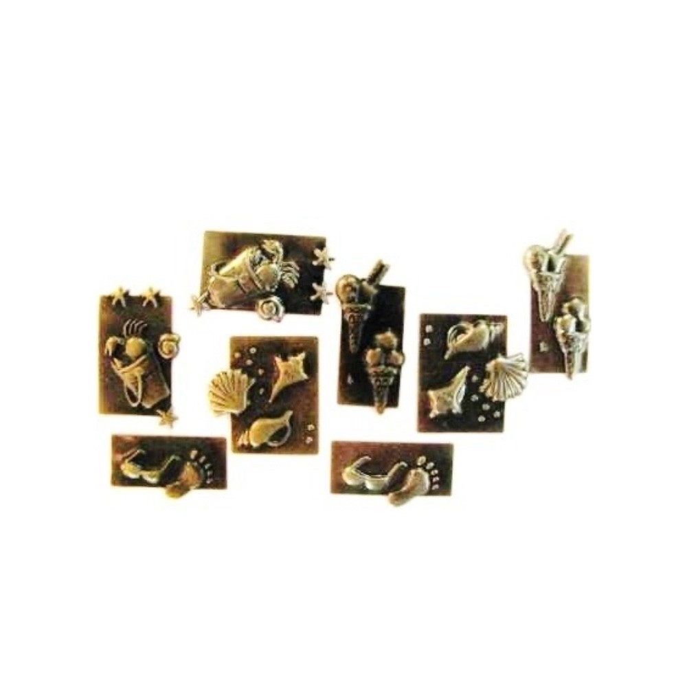 Hobby & Crafting Fun Beach Seaside Metal Embellishments 6pc Birthday Card Making