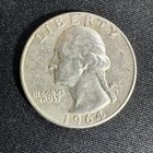 Old US Coin! 90% Silver 1964 Washington Quarter. Free Shipping. More auctions!