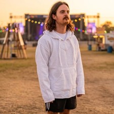 Authentic Baja Hoodie - Solid White mexican poncho hoodie