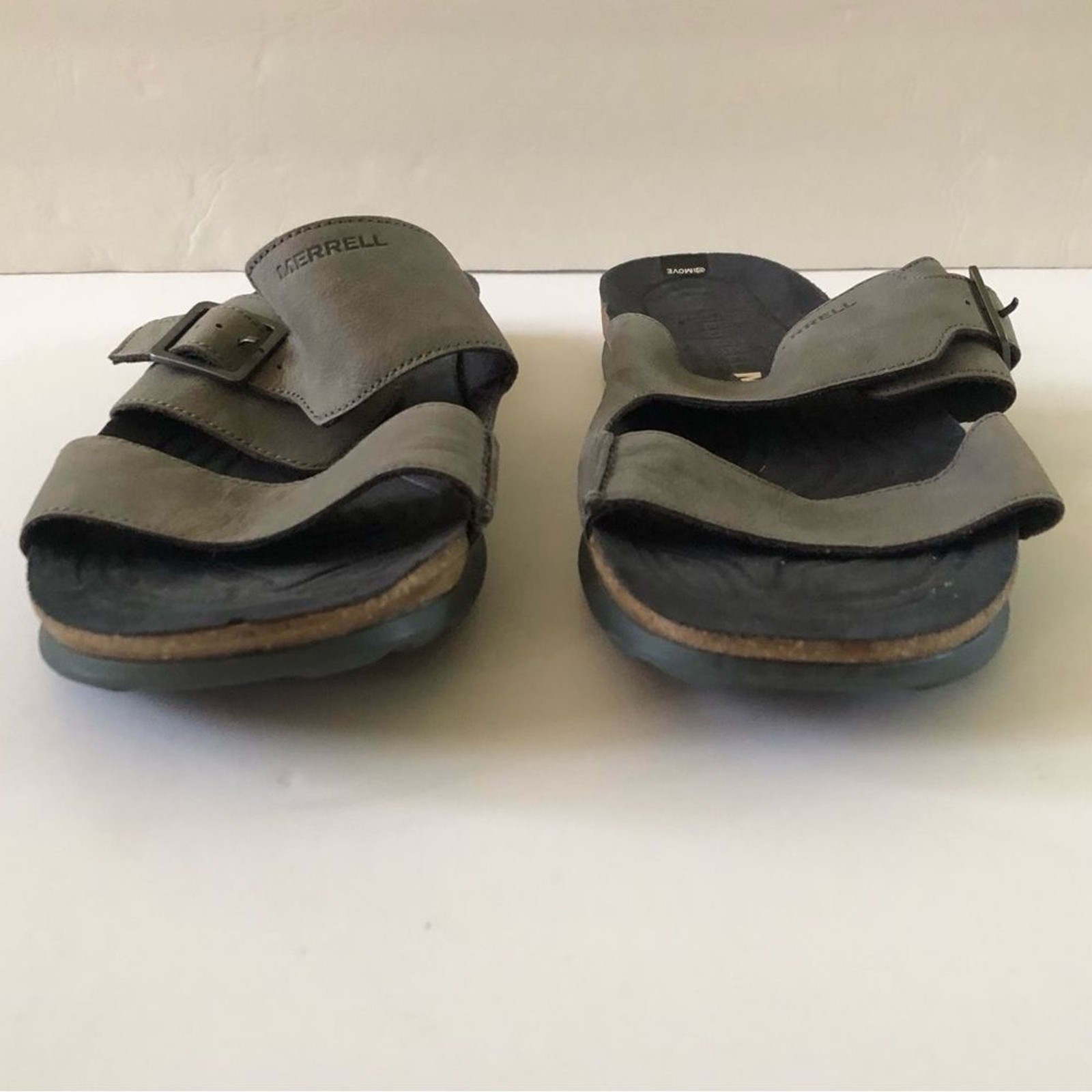 Merrell sandali uomo downtown slide pelle nabuk granito grigio fibbia taglia 14