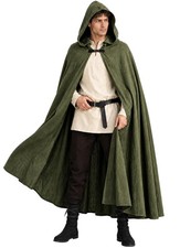 Renaissance Hooded Cloak Medieval Cape Halloween Costume for Women Men