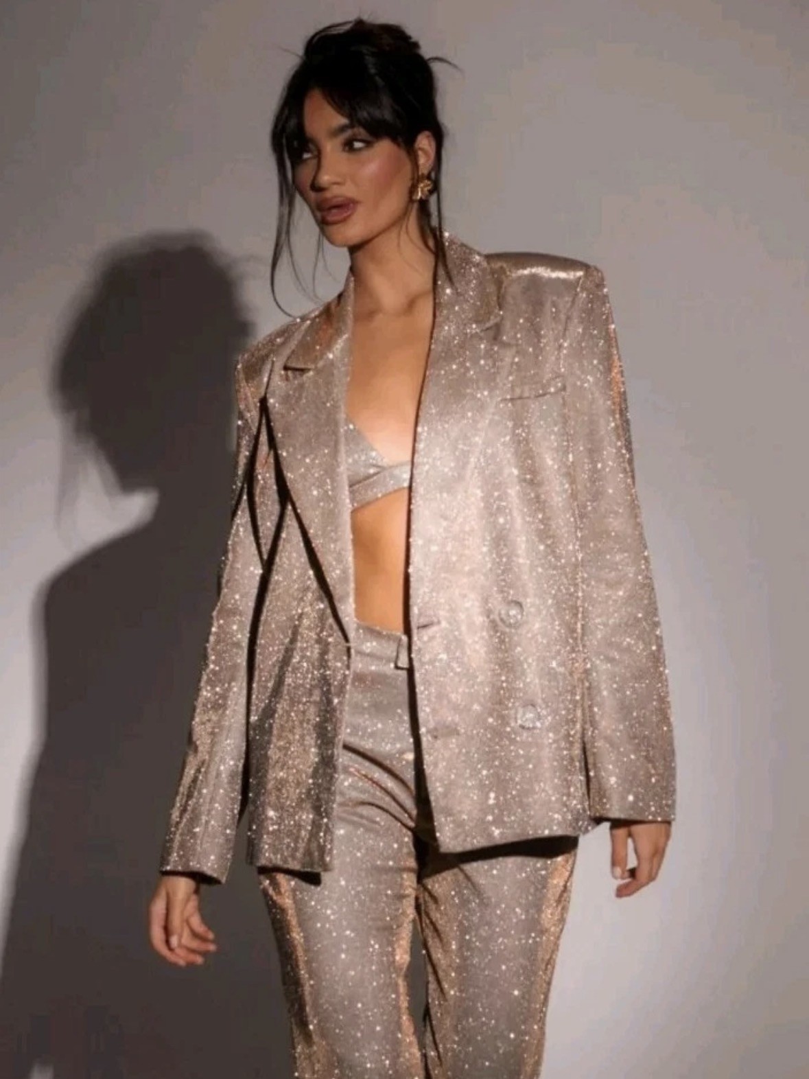 SLA The Label Paloma Blazer Size XXS bronze shimmer size 8 party rrp £150 image 3
