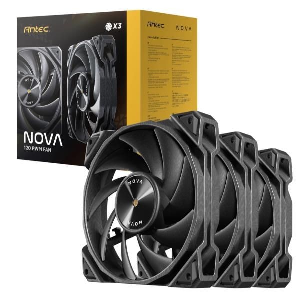 Nova case per computer ventilatore 12 cm nero 3 pz - Immagine 2