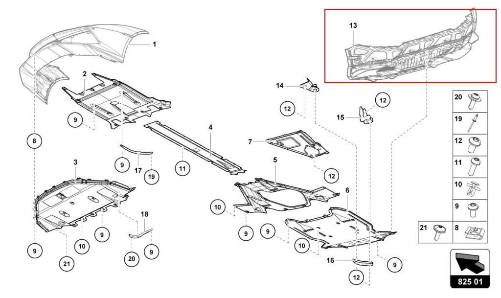 Lamborghini Huracan 2015-2019 Front Lower Skid plate P/N 4T0825101C