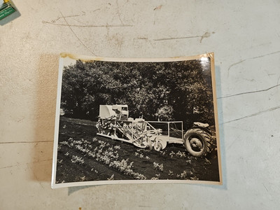 Vintage 8x10 B&W Photograph Of Potato Vegetable Harvester 