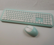New UBOTIE Wireless Keyboard Mouse Combo Retro Round Keys Colorful Cute