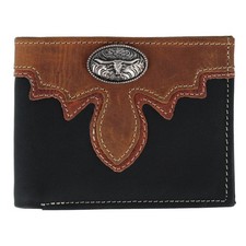 CTM Men's Leather Longhorn Concho Bifold Wallet