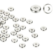 50 Pcs 5mm Stainless Steel Flat Round Rondelle Spacer Beads, Silver Tone