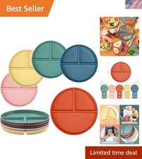 Portion Control Plate 9Inch 5PS  Round Divided Plates for Kids Adults  3 Compa...
