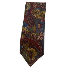 Karl Lagerfeld Tie Abstract Paisley Pattern All Silk Gray Red Brown Floral