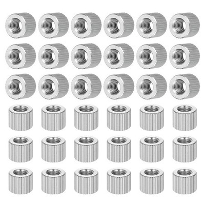 M6 Knurled Thumb Nuts 50pcs Nickel Plated Flat Head Through Hole, D10mm x H8mm