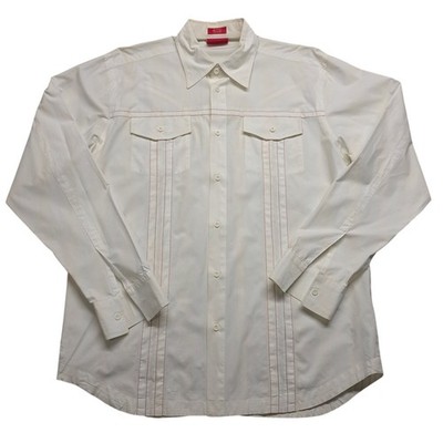 R.M. Williams Longhorn Western Shirt Mens XL Slim Fit White Red Stitch
