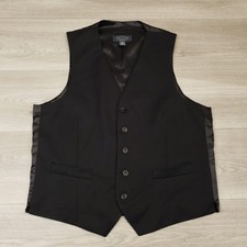 Pronto Uomo Suit Vest Waist Coat Mens Medium Black Wool Five Button Adjustable