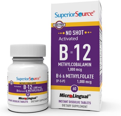 Superior Source B Complex Vitamins Sublingual Quick Dissolve Energy Support 6...