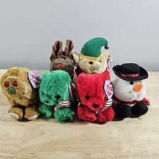 6 Vintage Puffkins Swibco New W/ Tags Plush Lot Holiday Christmas Animals