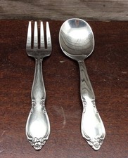 Oneida Community Stainless Baby Child Spoon  Fork Set Chatelaine Vintage USA