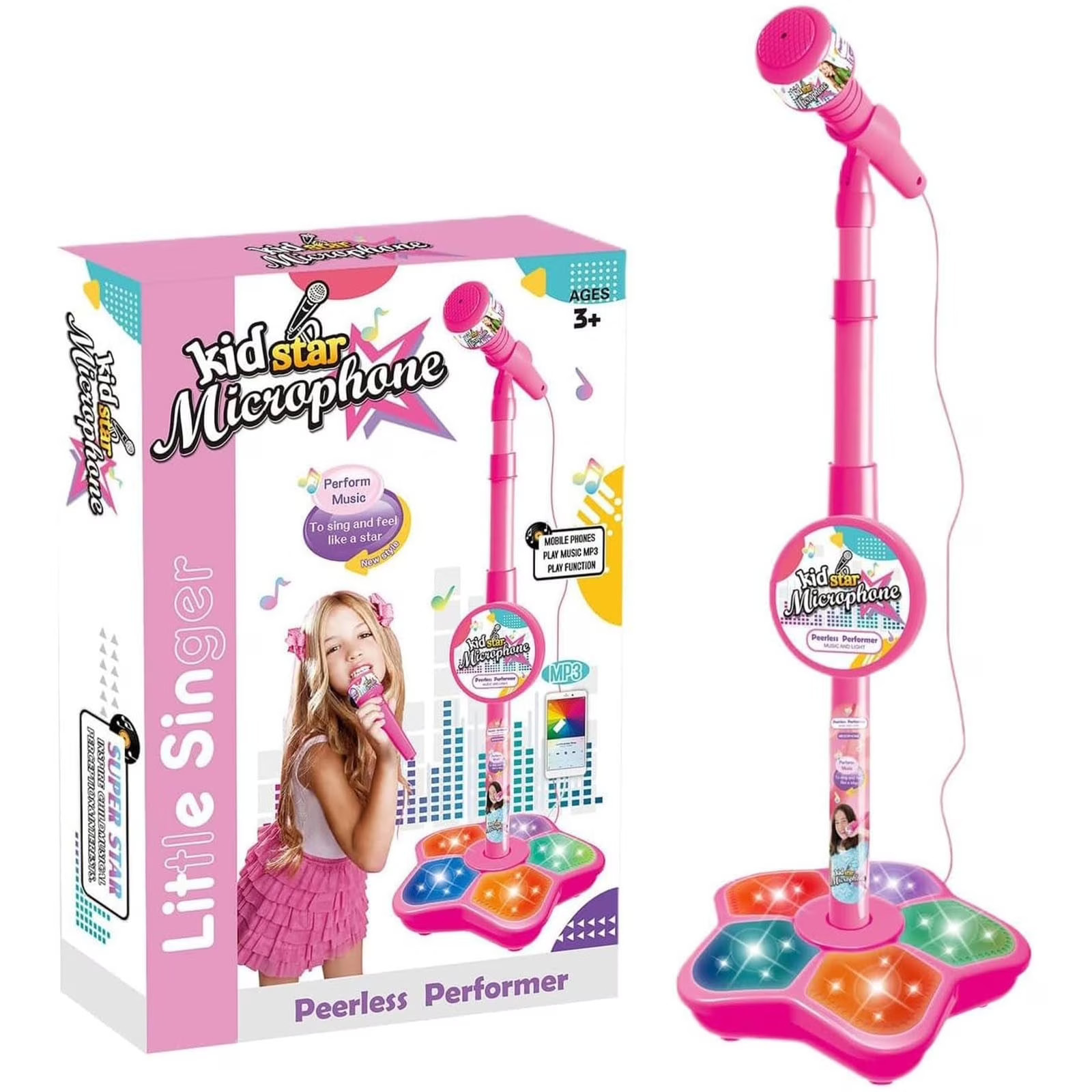  Kids Stand Up Microphone with Adjustable Stand for Kids Karaoke Machine Age 6-8