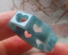 Video Certified Green Natural A JADE Jadeite Heart RING USA. 10.75    705709 AS