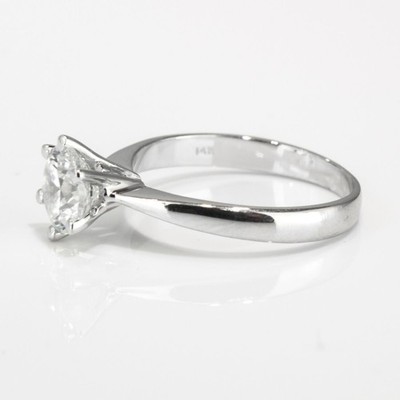 3/4 Carat Brilliant Round Cut Diamond Engagement Ring H/VS2-SI1 14K White Gold