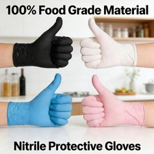 100 PC Black Nitrile Gloves Disposable Waterproof Cleaning Tattoo Dishwashing