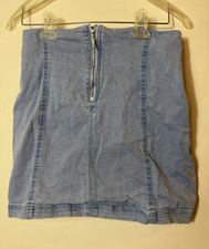 Harper Heritage Women  s Size M Blue Solid Denim Mini Skirt Short Zip Closure