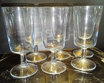 6 Vintage Libbey Duz Detergent Promo Drinking Glasses, Stem Blue Tint - (U)