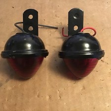 Vintage Red Kd Glass Metal Base Marker Lights New Pair Vintage Red Kd Glass Metal Base Marker Lights New Pair