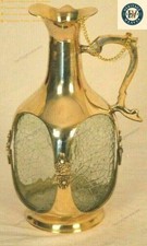 Unikat Antik Vintage Messing Glas Bar Wein Whisky Rum Flasche Alt Mönch...